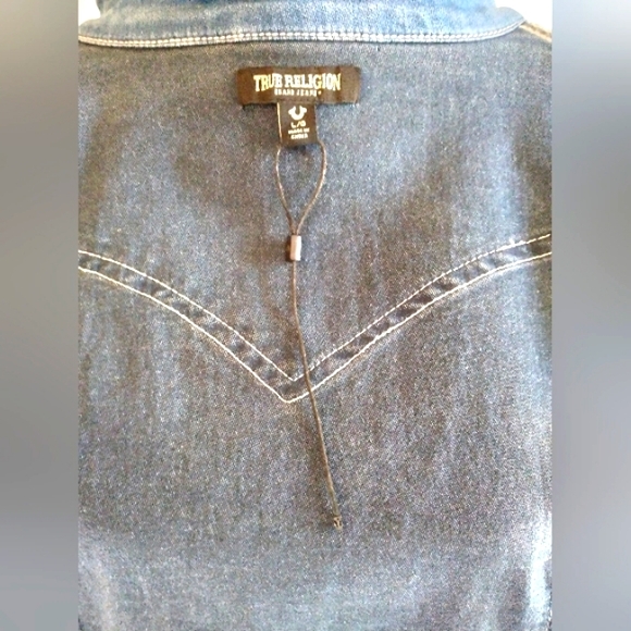 True Religion Pearl Snap Western Denim Shirt - l & xl - Picture 5 of 12